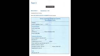 EARLY LEARNING CHILDCARE CENTRE ENROLLMENT FORM IELTS LISTENING TEST [upl. by Ahsiya]