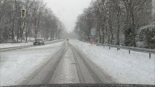 a Drive in snowfall from Frankfurt Sossenheim to Steinbach over A66 Highway PLEASE LEIKamp SUBSCRIBE [upl. by Etnuaed]