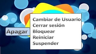 funciones de la PC Cambiar de usuario Cerrar sesiónBloquearReiniciarSuspender [upl. by Llirrehs]