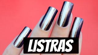 DECORAÇÃO DE UNHAS COM LISTRAS  Ideia Rosa [upl. by Enad]