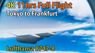 Full flight video Tokyo Haneda to Frankfurt LH717 B7478 Lufthansa 4K [upl. by Slack]