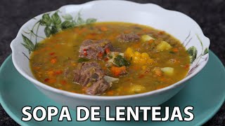 SOPA DE LENTEJAS  SOPA DE LENTEJAS CON CARNE  RECETAS PARA TODA OCASION [upl. by Cotter]