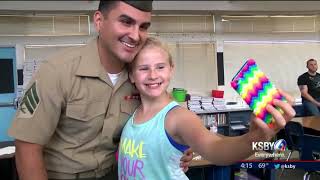 Soldiers Coming Home 86 Marine homecoming surprises little sister [upl. by Eimmij]