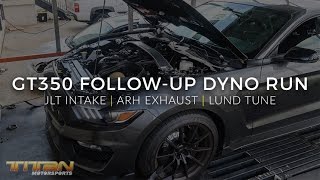 GT350 FollowUp Dyno JLT Intake ARH Exhaust Lund Tune [upl. by Einnaoj]