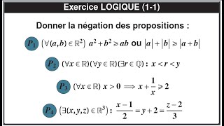 Notions de logique Exercice 11 1BACSEF et 1BACSMF [upl. by Ainad]