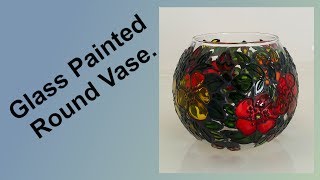 Glass Painting a round vase [upl. by Vasili]