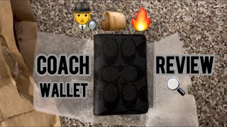 Coach Id Wallet In signature canvas review Charcoal  Black [upl. by Htiduy473]