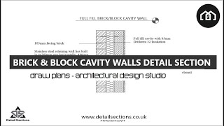 How To Draw Detail Sections  Brick Face Full Fill Cavity Wall Section  AutoCAD  TurboCAD [upl. by Sibyls]