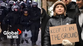 quotGermany is really embarrassing itselfquot Greta Thunberg joins coal mine protests condemns eviction [upl. by Winifred]