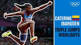 ALL Caterine Ibargüen 🇨🇴triple jumps at the Olympics [upl. by Ynohtnakram]