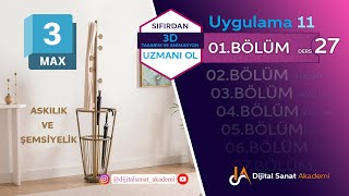 3ds Max I Uygulama11 I Askılık ve Şemsiyelik I 027 [upl. by Granthem971]