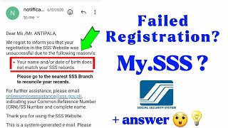 Failed registration of MySSS quotName andor date of birth does not matchquot  SSS [upl. by Latnahs]