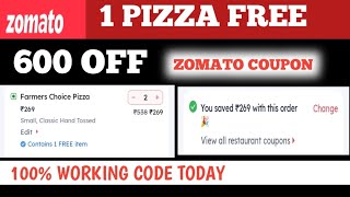 1 Pizza Free Zomato Coupon Code Today [upl. by Ashatan895]