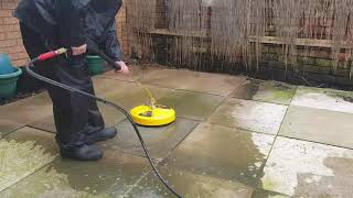 Using a Whirlaway surface cleaner fsc to clean concrete flags [upl. by Navnod646]