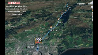 Loch Ness Marathon 2023 fly over the 42195 km race path [upl. by Nydnarb]