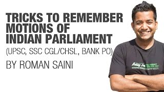 Tricks to remember motions of Indian Parliament UPSC CSEIAS SSC CGLCHSL Bank IBPSSBI [upl. by Kannry]