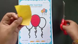 Nursery Worksheet  Learn Paper Pasting Activity  Cut amp Paste coloured paper to complete it [upl. by Yvonner677]