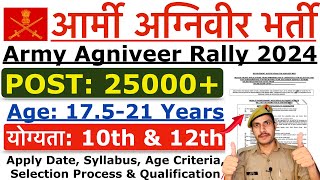 Army Agniveer Rally Recruitment 2024  Agniveer Online Apply Date 2024  Age Syllabus Physical [upl. by Wyly]