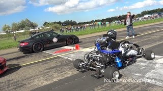 230HP Super Kart vs 1300HP Porsche 9ff vs 1088HP AUDI S4 [upl. by Firman]