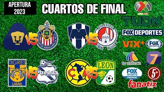 FECHAS HORARIOS Y CANALES PARA LOS CUARTOS DE FINAL DE LA LIGA MX APERTURA 2023 [upl. by Ahsitam838]