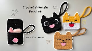 Crochet animal poucheswallet for your small essentials 💖  A step by step tutorial [upl. by Atikahs]