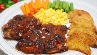 Ternyata GAMPANG BANGET Bikin Steak Ayam Barbeque Sendiri Di Rumah  Barbeque Chicken Steak [upl. by Suoirad]