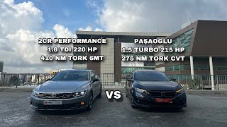 VW Passat 16 TDI 220 HP STG 2CR VS Honda Civic 15 Turbo 215 HP CVT Performans Testi  işbirliği [upl. by Suanne5]