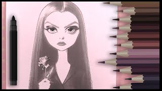 Coloriage aux couleurs de Morticia Addams [upl. by Tumer]