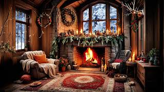 Winter Ambience  Relaxing by the Calm Piano Music and Fireplace [upl. by Nelluc]