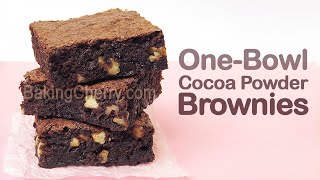 5Minute OneBowl Cocoa Powder Brownies  The Best Fudgy Brownies Recipe  Baking Cherry [upl. by Akahs]