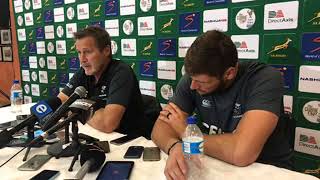 Sharks coach Robert du Preez talks about flyhalf Curwin Boschs defensive frailties [upl. by Jephum293]