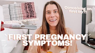 EARLY PREGNANCY SYMPTOMS CONCEIVING ON FIRST TRY amp HCG TEST PROGRESSION 1020 DPO  Emma Donaldson [upl. by Attennhoj]