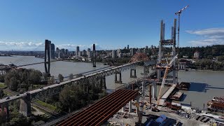 Pattullo Bridge Construction  Starting 4th Cable Set [upl. by Massingill]