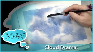 Painting Clouds With Dramatic Side or Back Light in Watercolor [upl. by Tenahs]