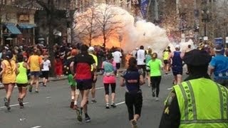 Boston Marathon Explosions Video Two Bombs Near Finish Line [upl. by Ihpen]