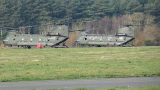 RAF Chinooks ZK555 and ZK562 at RAF Woodvale on 13112024 [upl. by Pyotr]