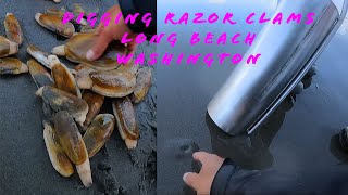 Digging Razor Clams in the Surf  Long Beach Washington State [upl. by Ecineg]