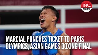 Eumir Marcial punches ticket to Paris Olympics Asian Games boxing final [upl. by Jens525]