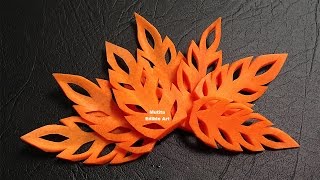 Simple Carrot Leaf Design  Beginners Lesson 17 By Mutita The Art Of Fruit And Vegetable Carving [upl. by Aiseneg]