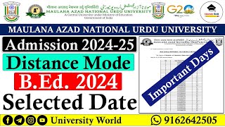 Manuu BEd Distance Selection Important Dates 2024 UniversityWorld [upl. by Rourke]