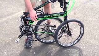 Folding and unfolding Bike Friday to keep on chain [upl. by Nolur]