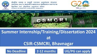 CSIRCSMCRI Summer Training Program 2023  Accepting Online Application 2024 [upl. by Irvin]