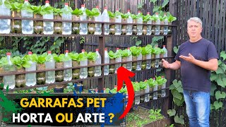 HORTA VERTICAL  ALTA PRODUTIVIDADE com garrafas PET [upl. by Dorice]