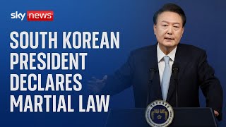 South Korean President Yoon Suk Yeol declares state of martial law [upl. by Burhans43]