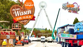 177 Cannstatter Volksfest 2024  Aufbau Blog 3 1192024  Clip by CoolKirmes [upl. by Atikaj505]