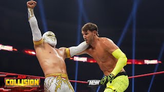 CMLL Megastar Mistico returns to AEW to face Angelico  3924 AEW Collision [upl. by Annovy]