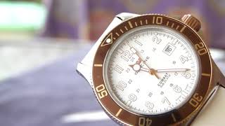 Glycine Combat Sub GOLDEN EYE WHITE DIAL Unboxing and brief overview [upl. by Ilac]