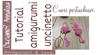 Cuori amigurumi uncinetto portachiavi con ali o fiore [upl. by Gregorius]