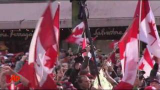 Raw Video Fans Celebrate Canadas Hockey Gold [upl. by Blane]