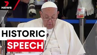 Pope delivers historic speech at the G7 summit  7 News Australia [upl. by Joon]